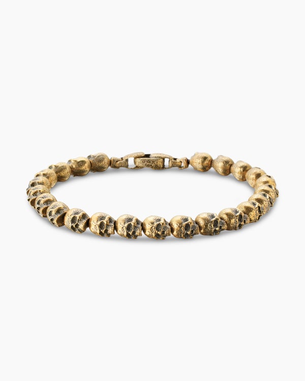 Memento Mori Skull Bead Bracelet in Sterling Silver, 6mm