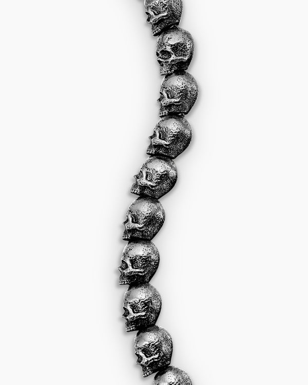 Memento Mori Skull Bead Bracelet in Sterling Silver, 6mm