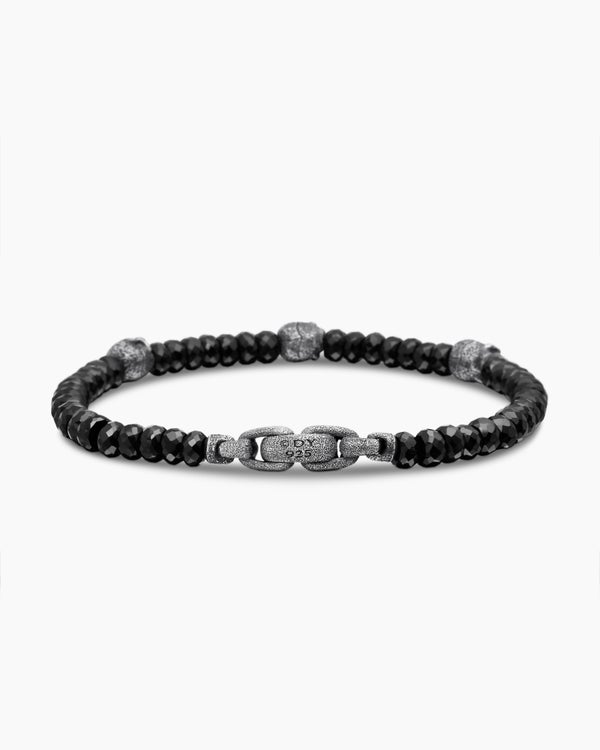 Memento Mori Skull Station Bracelet in Sterling Silver, 6mm