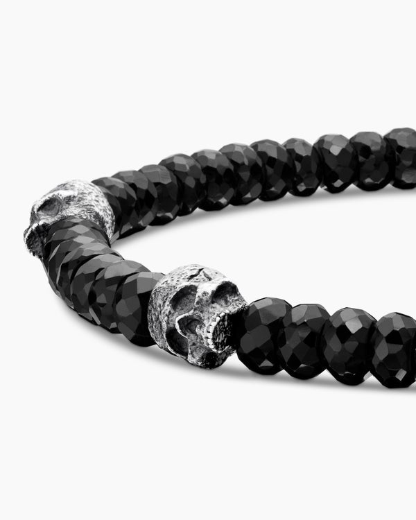 Memento Mori Skull Station Bracelet in Sterling Silver, 6mm