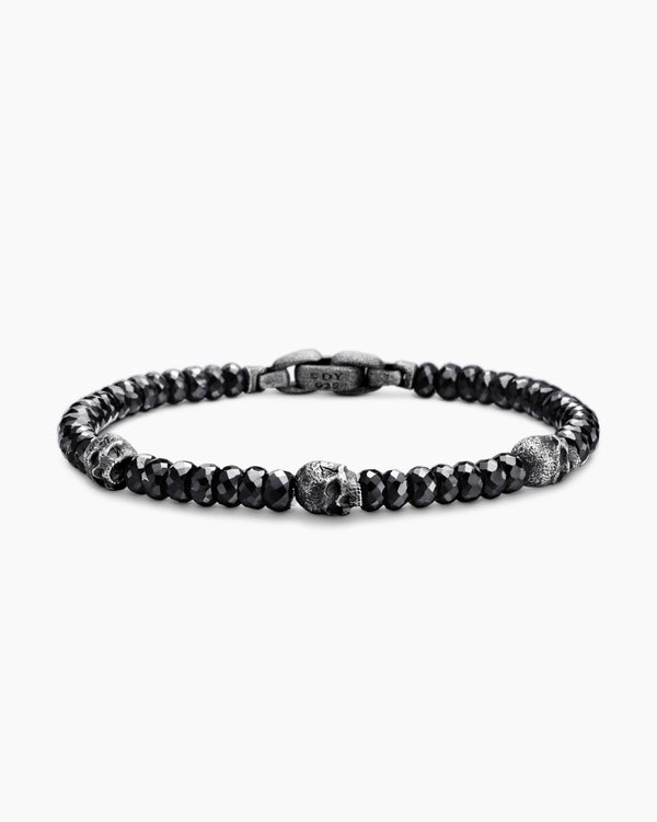 Memento Mori Skull Station Bracelet in Sterling Silver, 6mm