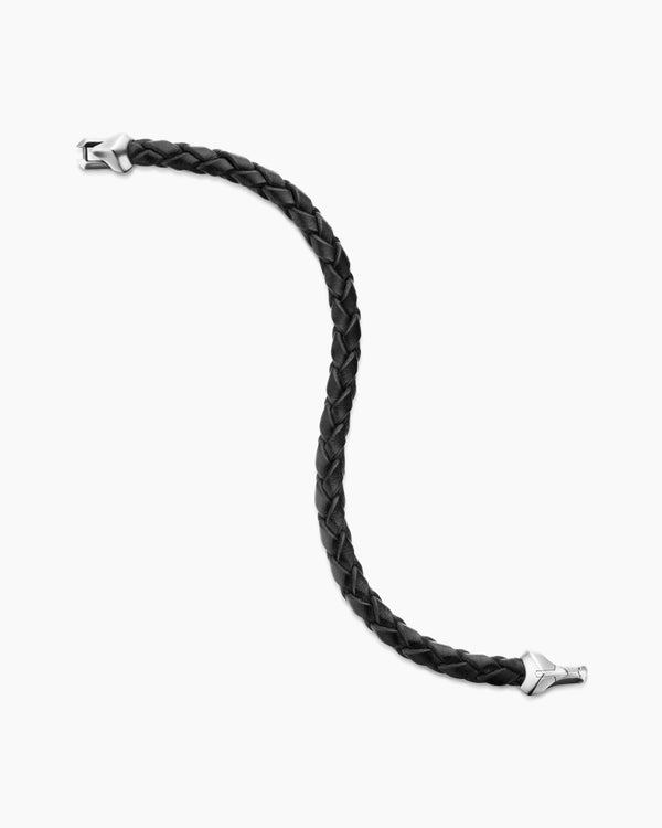 Armory® Bracelet in Black Leather with Sterling Silver, 6.6mm