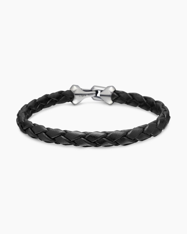 Armory Leather Bracelet with Sterling Silver, 10.7mm