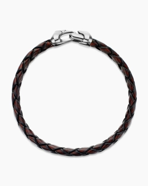 Mens Armory Leather Bracelet with Sterling Silver, 10.7mm