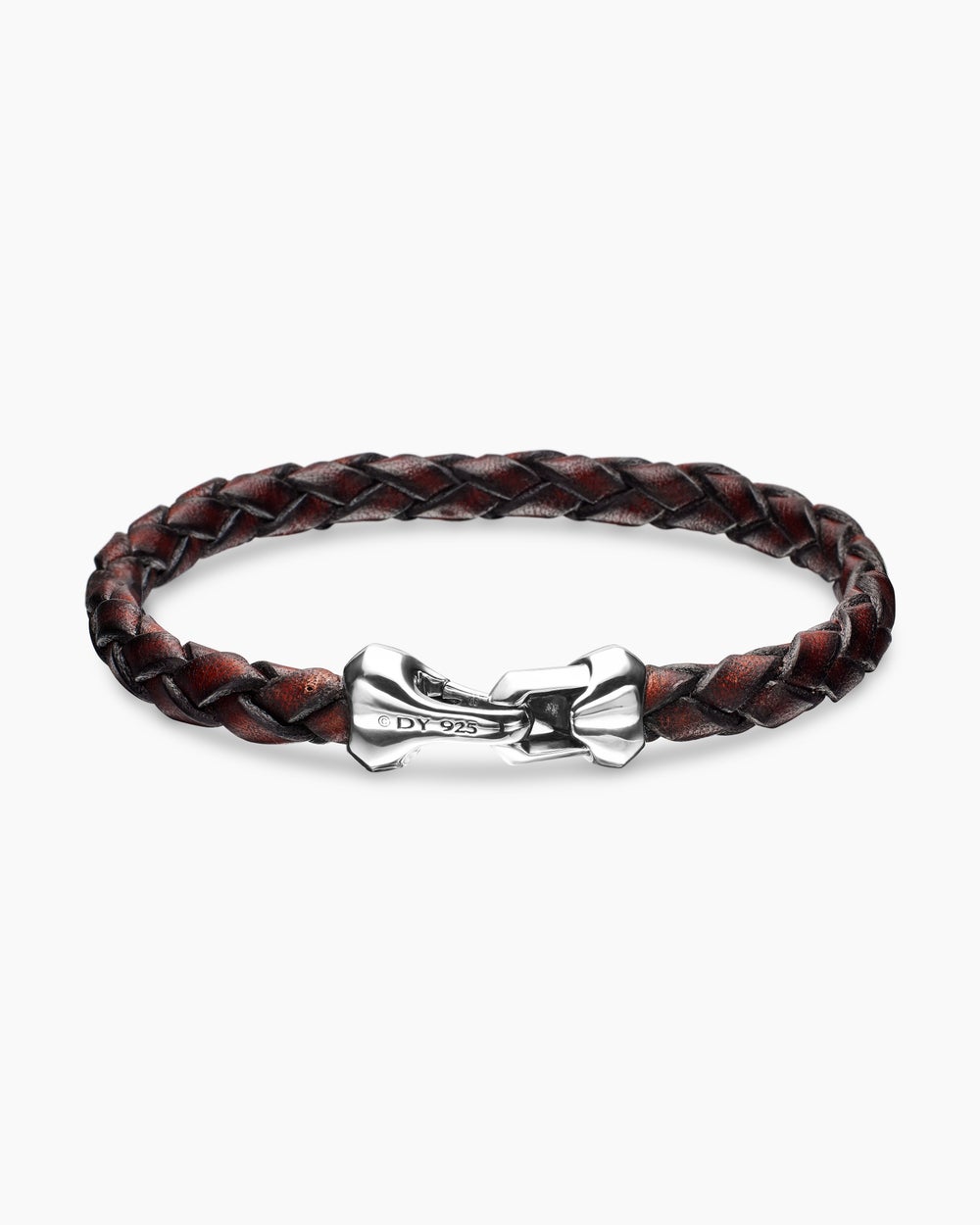 Mens Armory Leather Bracelet with Sterling Silver, 10.7mm