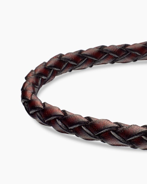 Mens Armory Leather Bracelet with Sterling Silver, 10.7mm