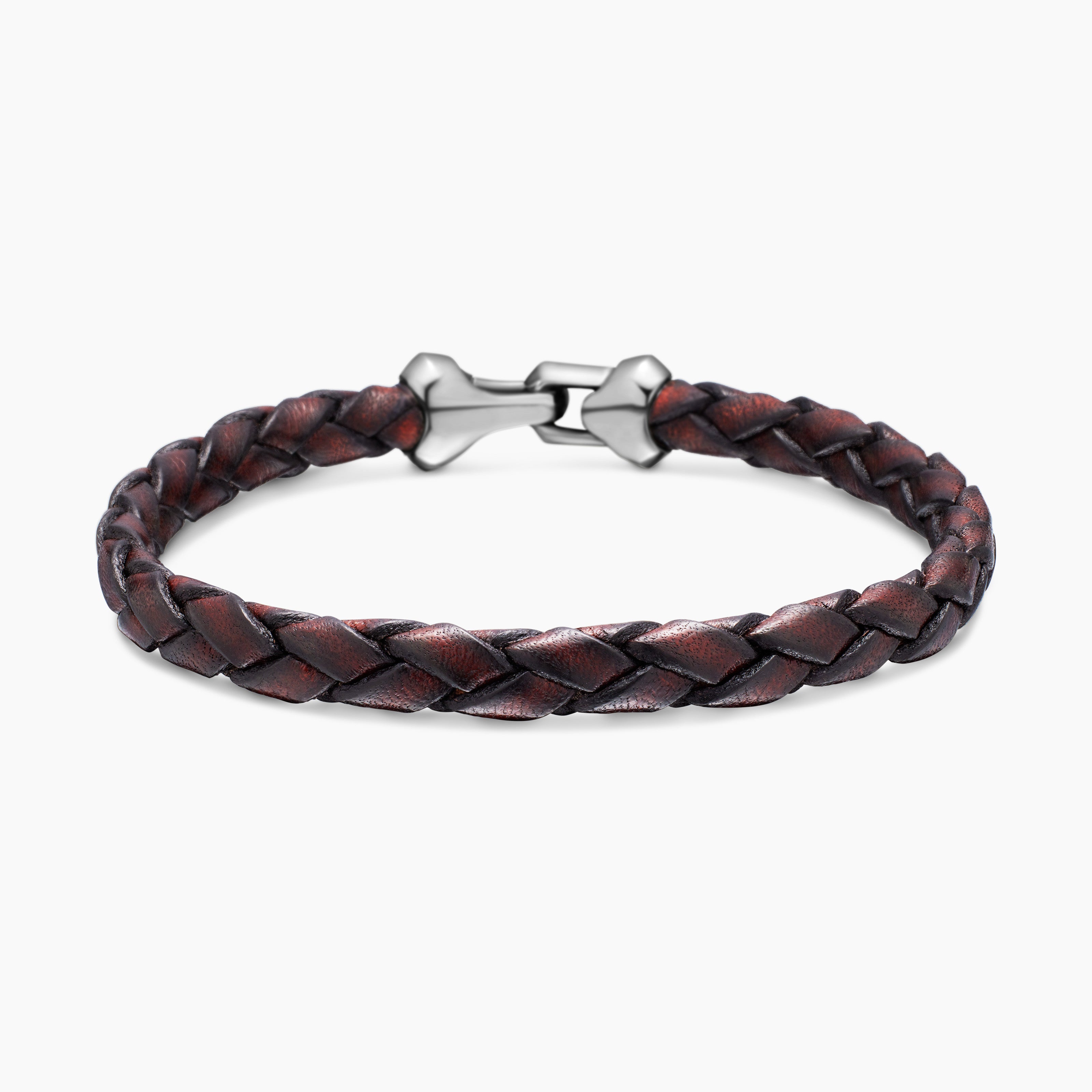 Mens Armory Leather Bracelet with Sterling Silver, 10.7mm