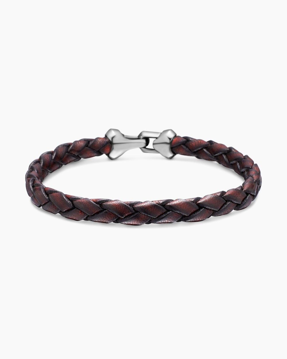 Mens Armory Leather Bracelet with Sterling Silver, 10.7mm