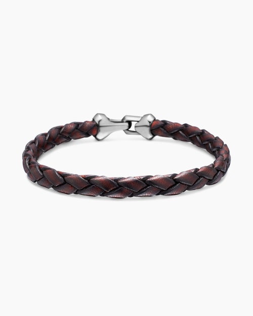 Mens Armory Leather Bracelet with Sterling Silver, 10.7mm