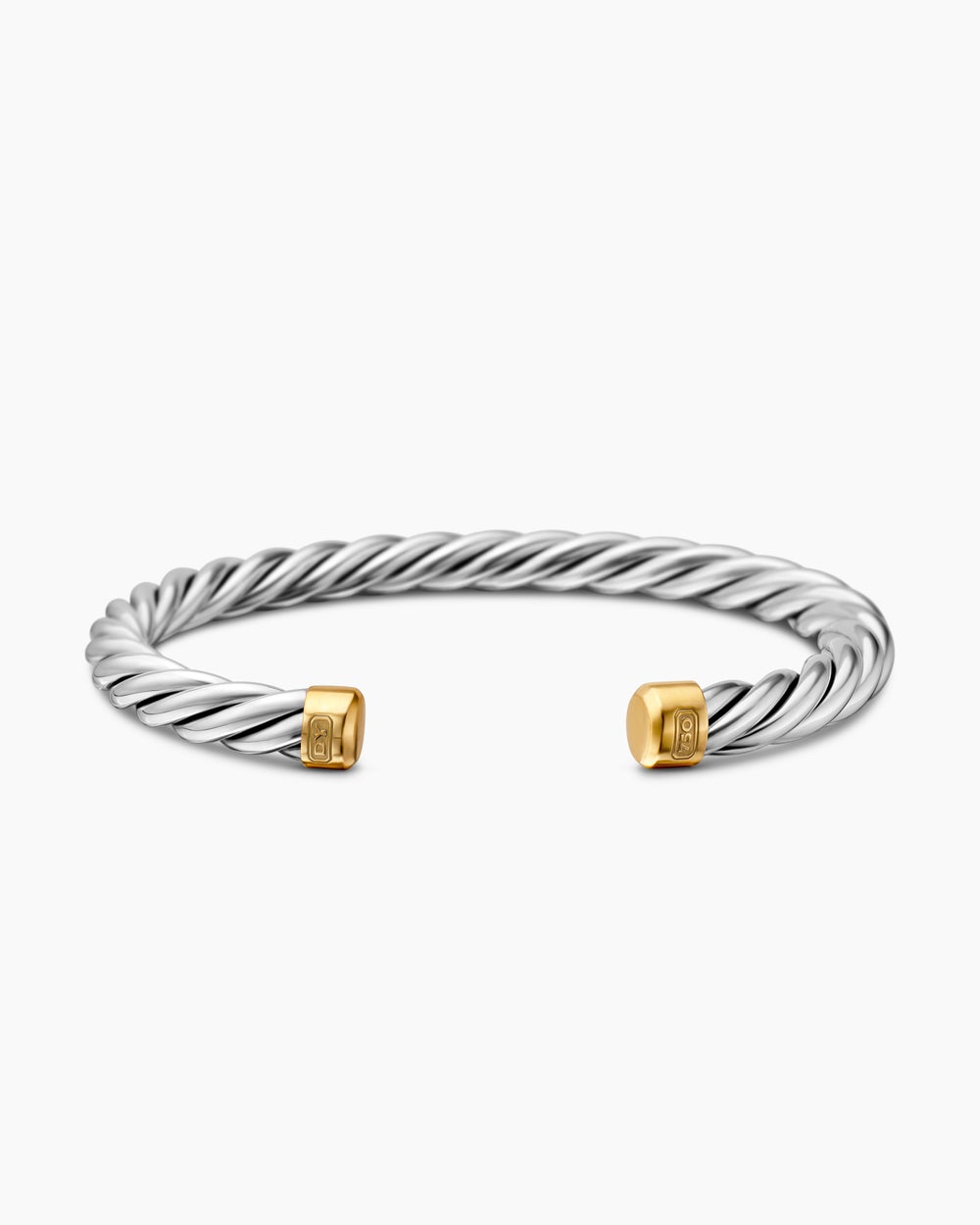Bracelet-manchette Cable en argent sterling avec or jaune 18 carats, 6 mm hommes