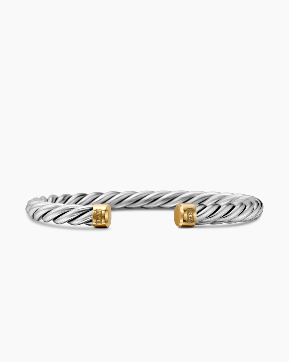 Bracelet-manchette Cable en argent sterling avec or jaune 18 carats, 6 mm hommes