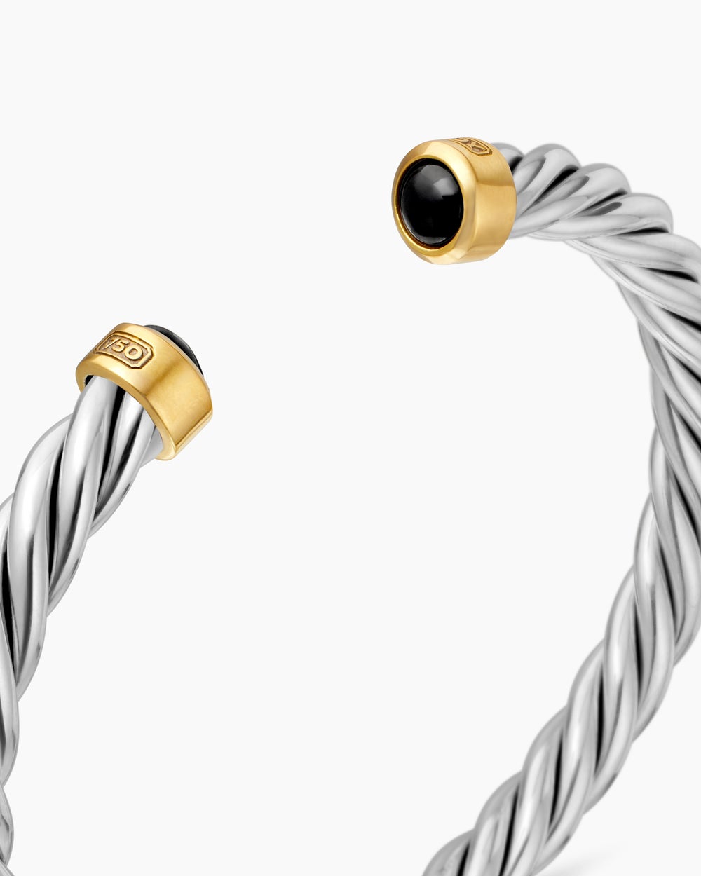 Bracelet-manchette Cable en argent sterling avec or jaune 18 carats, 6 mm hommes