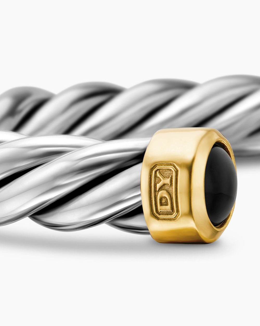 Bracelet-manchette Cable en argent sterling avec or jaune 18 carats, 6 mm hommes