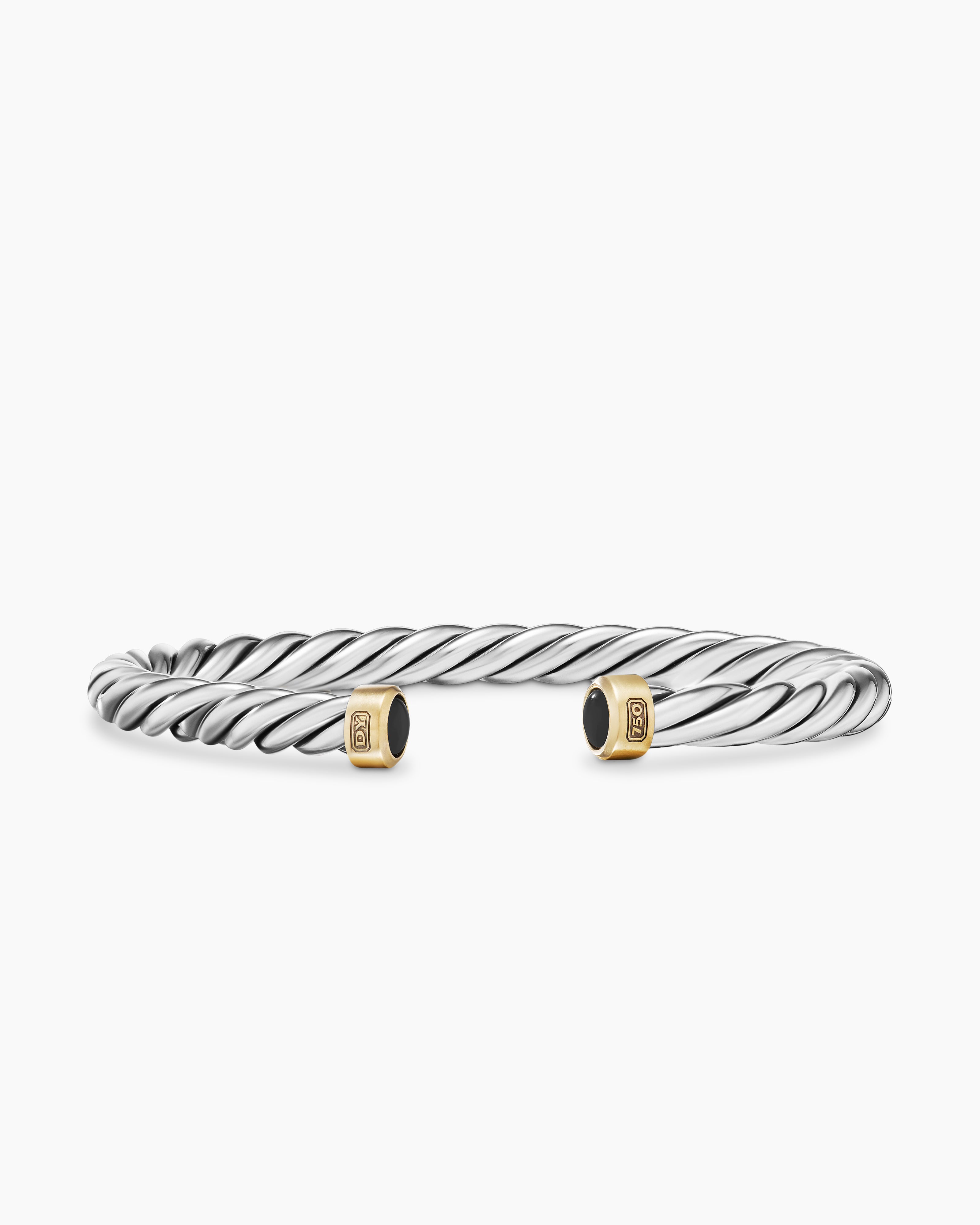 Cable Cuff Bracelet in Sterling Silver with 18K Yellow Gold, 6mm | David  Yurman