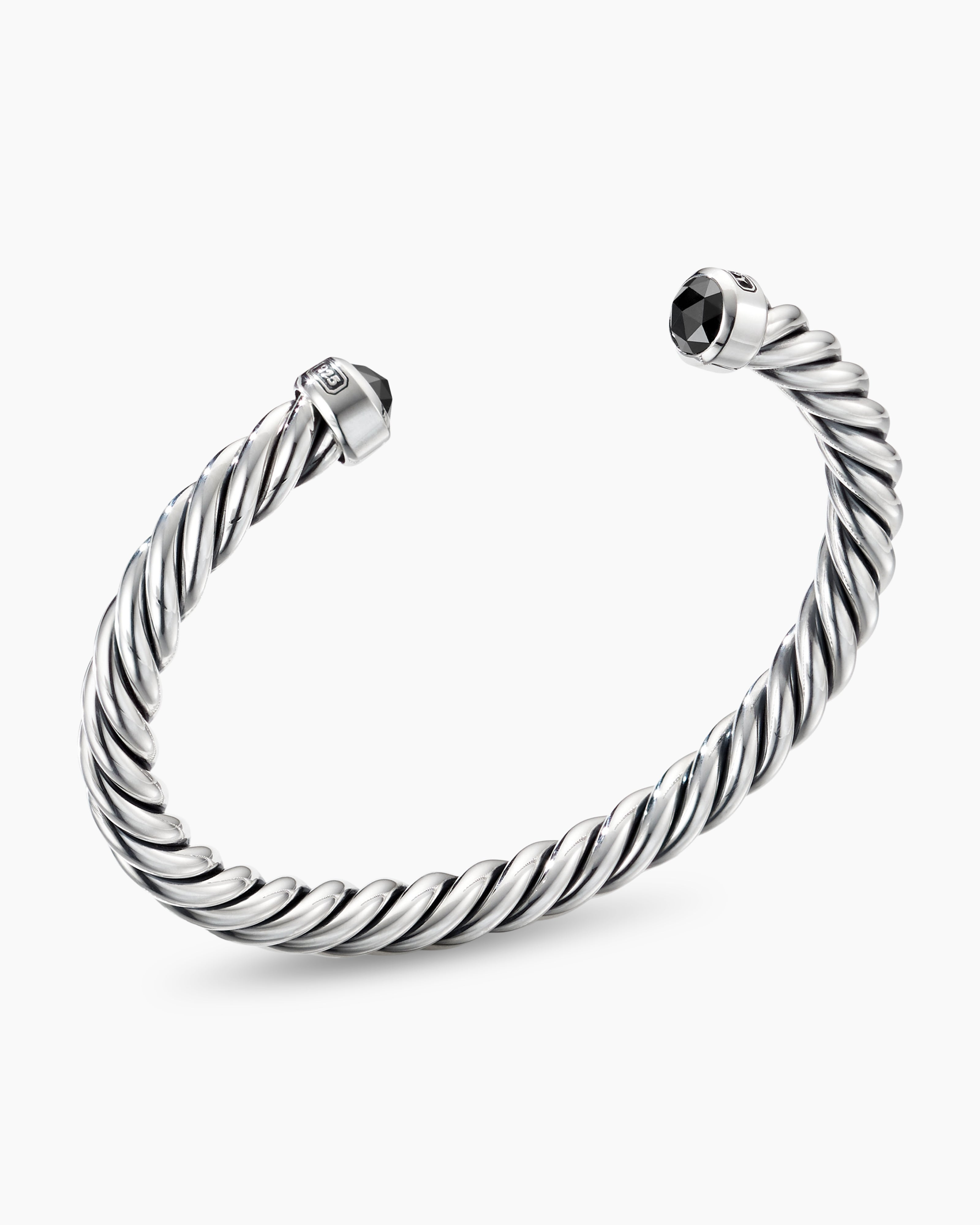 Cable Cuff Bracelet in Sterling Silver, 6mm