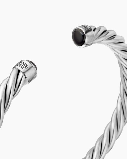 Mens Cable Cuff Bracelet in Sterling Silver, 6mm