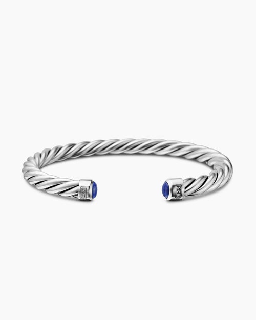 Mens Cable Cuff Bracelet in Sterling Silver, 6mm