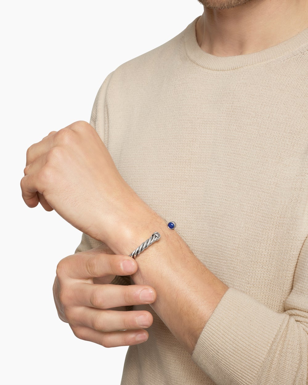 Bracelet-manchette Cable en argent sterling, 6 mm hommes