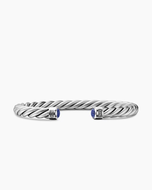 Mens Cable Cuff Bracelet in Sterling Silver, 6mm