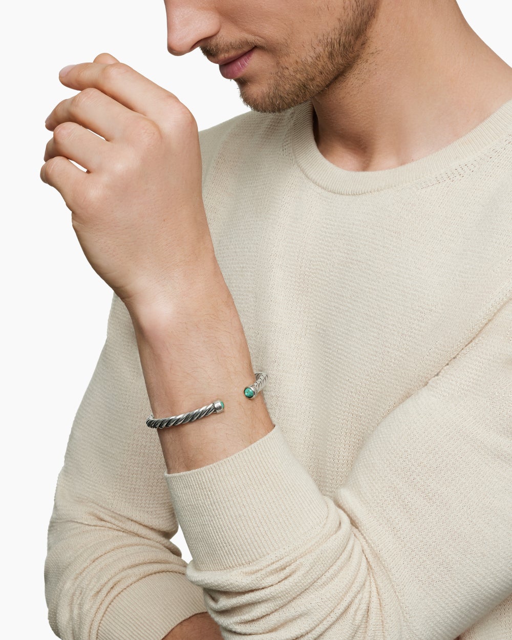Bracelet-manchette Cable en argent sterling, 6 mm hommes