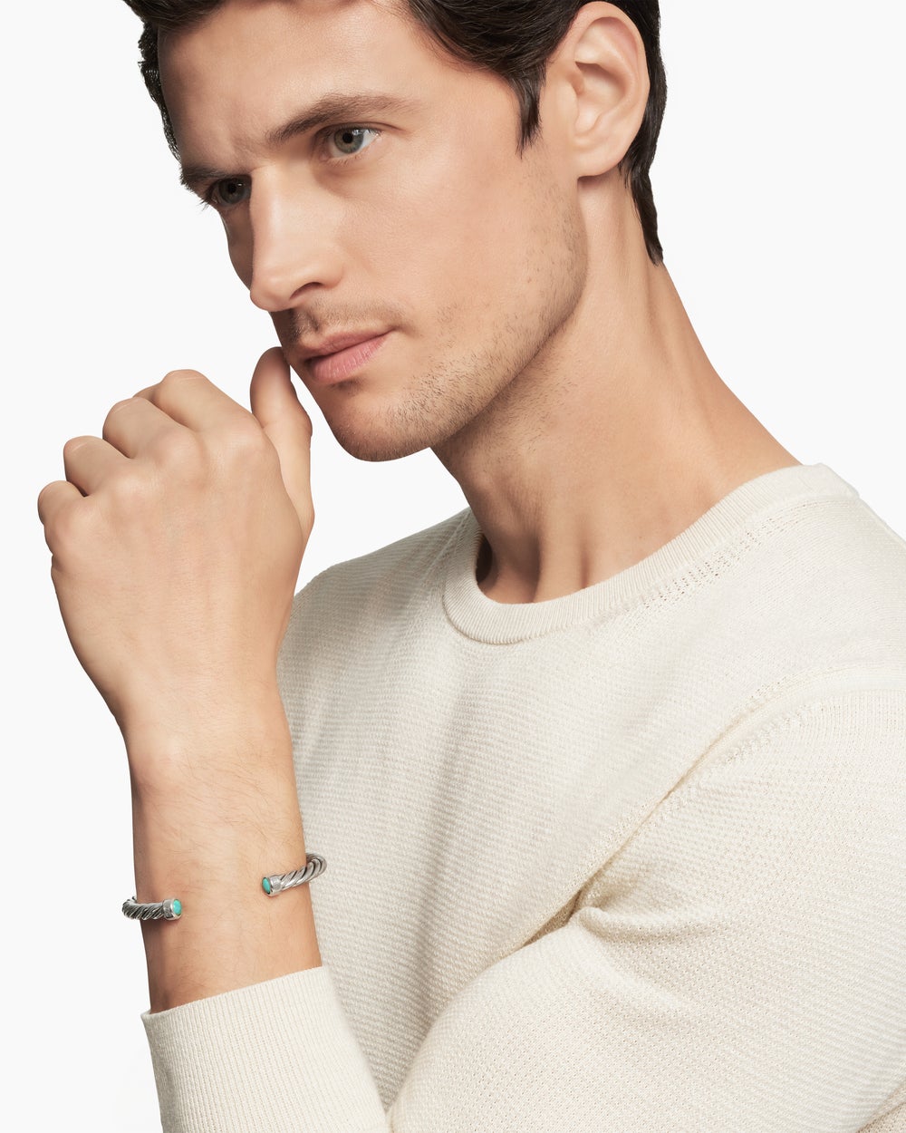Bracelet-manchette Cable en argent sterling, 6 mm hommes