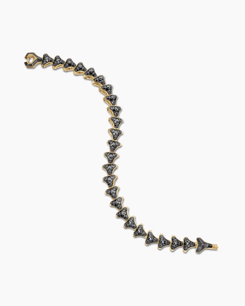 Mens Armoury® Link Bracelet in 18K Yellow Gold with Black Diamonds, 9.5mm