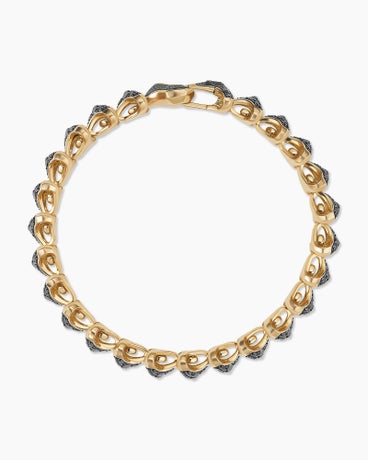 Armory® Link Bracelet in 18K Yellow Gold with Pavé Black Diamonds, 9.5mm