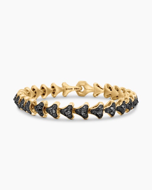 Mens Armoury® Link Bracelet in 18K Yellow Gold with Black Diamonds, 9.5mm