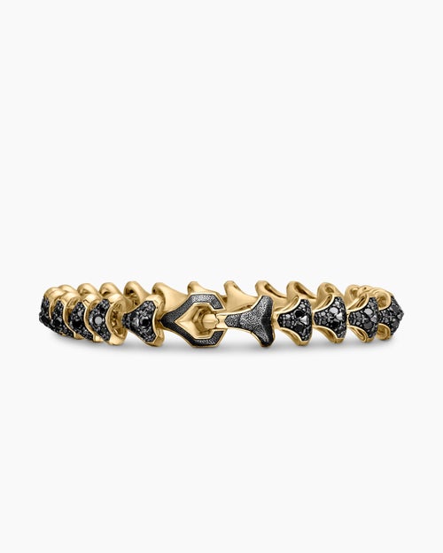 Mens Armoury® Link Bracelet in 18K Yellow Gold with Black Diamonds, 9.5mm