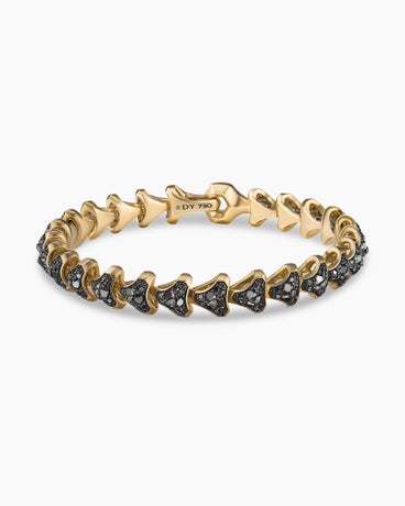 Armoury® Link Bracelet in 18K Yellow Gold with Pavé Black Diamonds, 9.5mm