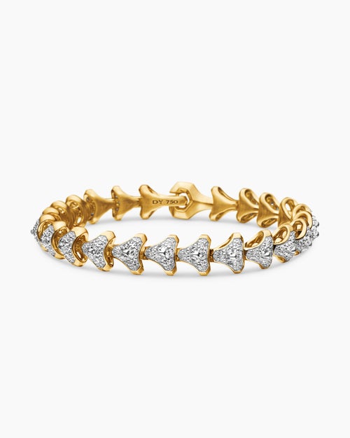 Mens Armory® Link Bracelet in 18K Yellow Gold with Diamonds, 9.5mm