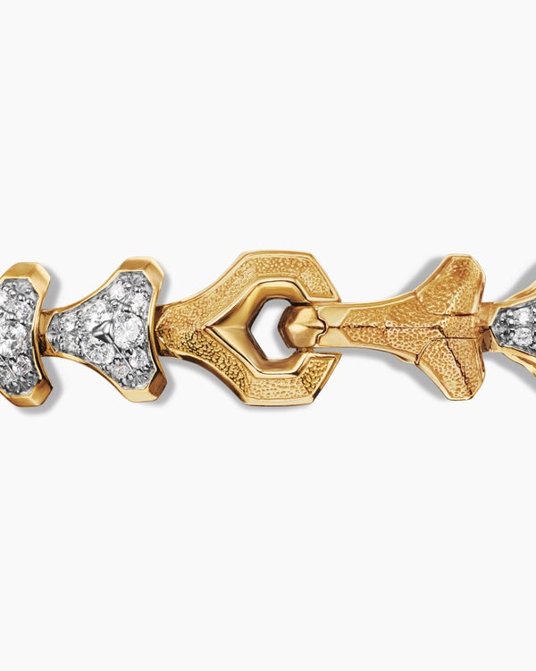 Bracelet à maillons Armory en or jaune 18 carats avec pavé, 9,5 mm