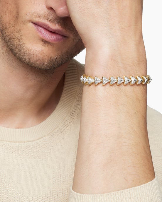 Bracelet à maillons Armory® en or jaune 18 carats avec pavé de diamants, 9,5 mm