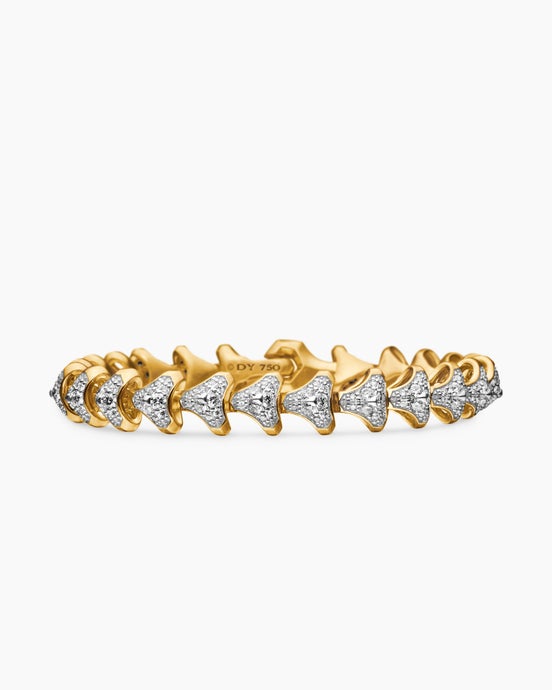 Bracelet à maillons Armory® en or jaune 18 carats avec pavé de diamants, 9,5 mm