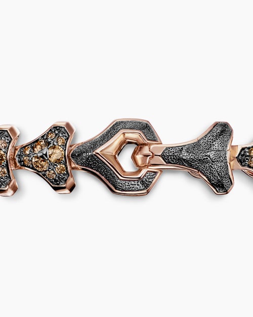 Mens Armoury® Link Bracelet in 18K Rose Gold with Cognac Diamonds, 9.5mm