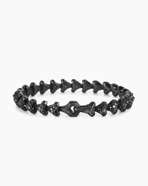 Mens Armory® Link Bracelet in Black Titanium with Black Diamonds, 9.5mm