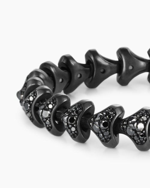 Mens Armory® Link Bracelet in Black Titanium with Black Diamonds, 9.5mm