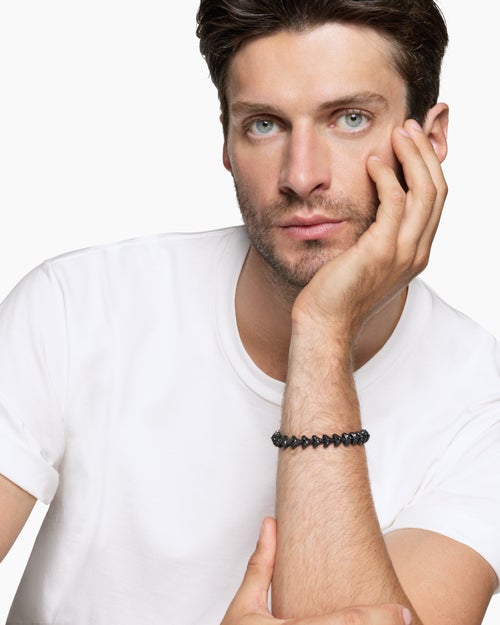 Mens Armory® Link Bracelet in Black Titanium with Black Diamonds, 9.5mm