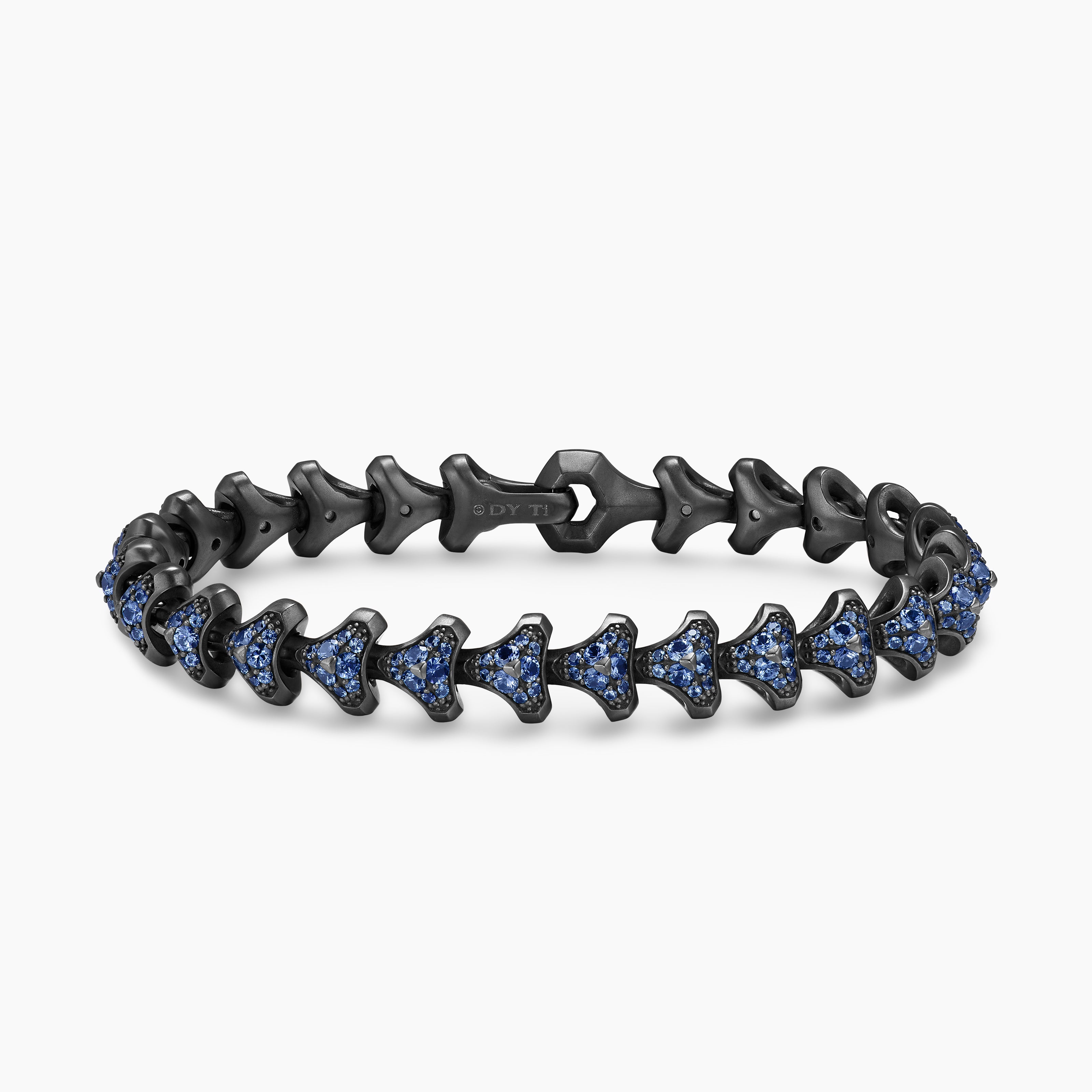 Bracelet &agrave; maillons Armory&reg; en titane noir avec saphirs, 9,5 mm hommes 