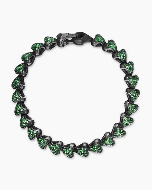 Mens Armory® Link Bracelet in Black Titanium with Tsavorites, 9.5mm