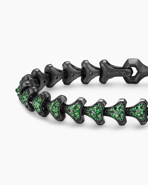 Mens Armory® Link Bracelet in Black Titanium with Tsavorites, 9.5mm