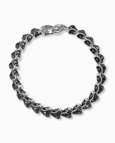Bracelet à maillons Armory® en argent massif avec pavé de diamants noirs, 9,5 mm