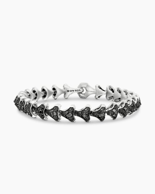 Mens Armory® Link Bracelet in Sterling Silver with Black Diamonds, 9.5mm