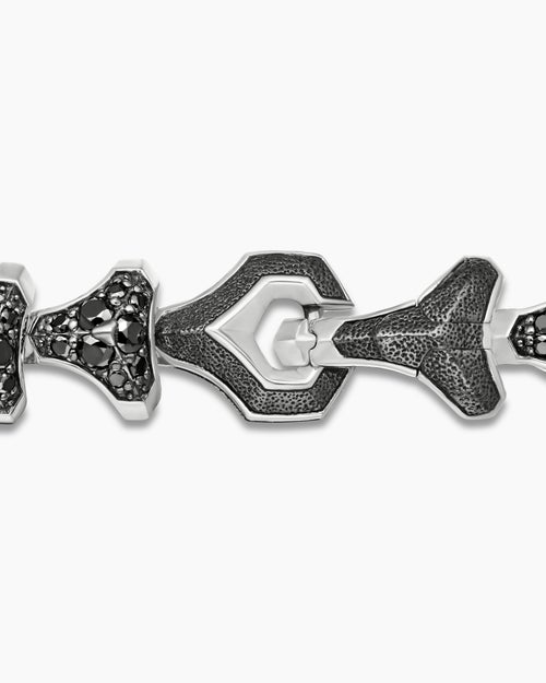 Mens Armory® Link Bracelet in Sterling Silver with Black Diamonds, 9.5mm