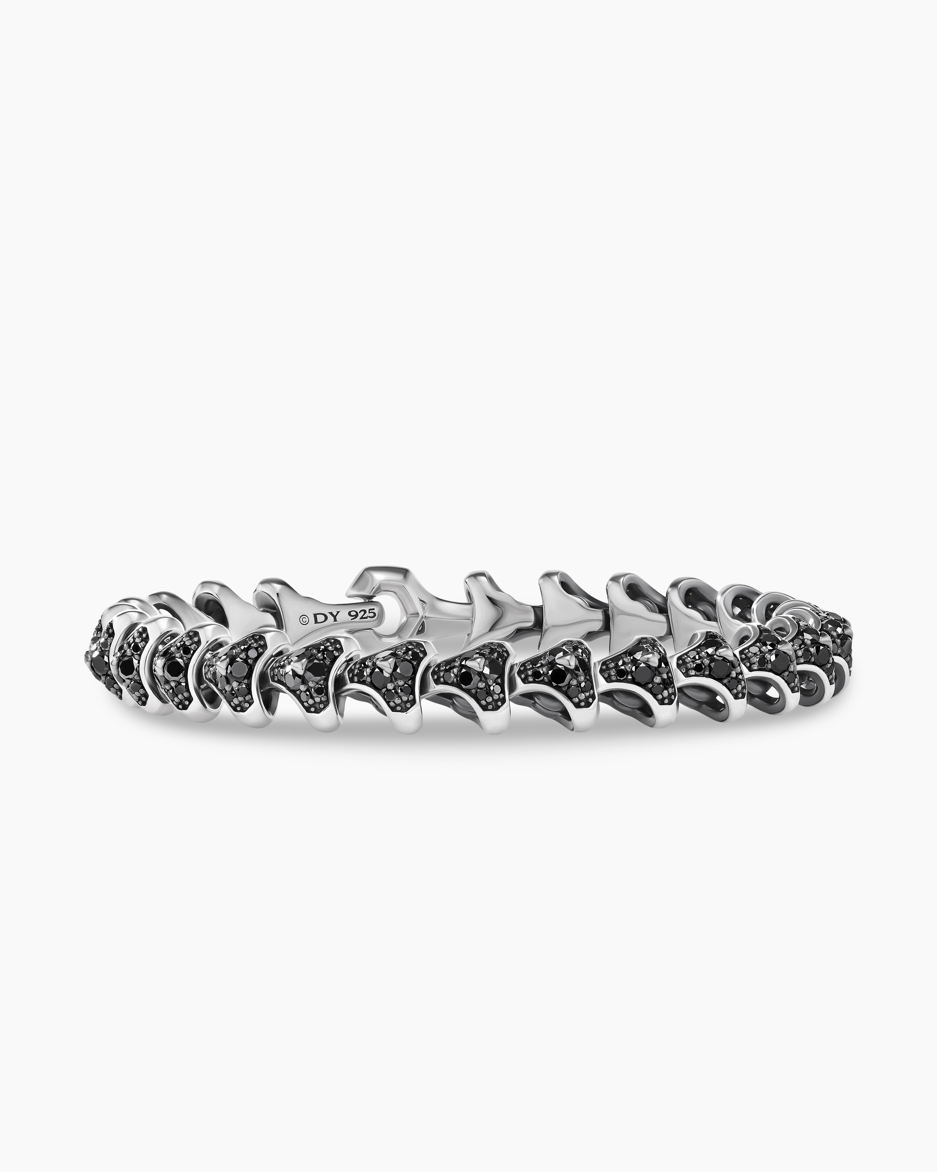 Glossy steel oval bracelet in black rhodium polish -