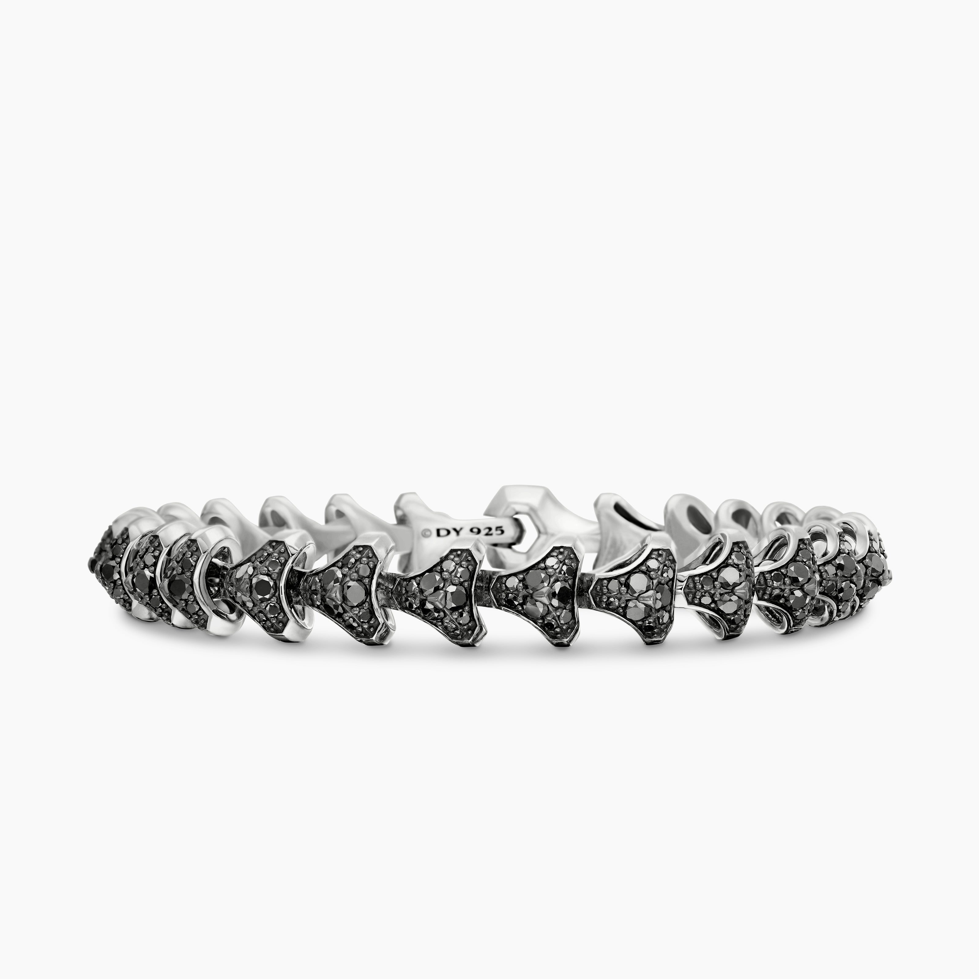 Bracelet &agrave; maillons Armory&reg; en argent massif avec diamants noirs, 9,5 mm homme 