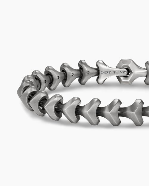 Mens Armoury Link Bracelet in Anthracite Titanium with Sterling Silver, 9.5mm