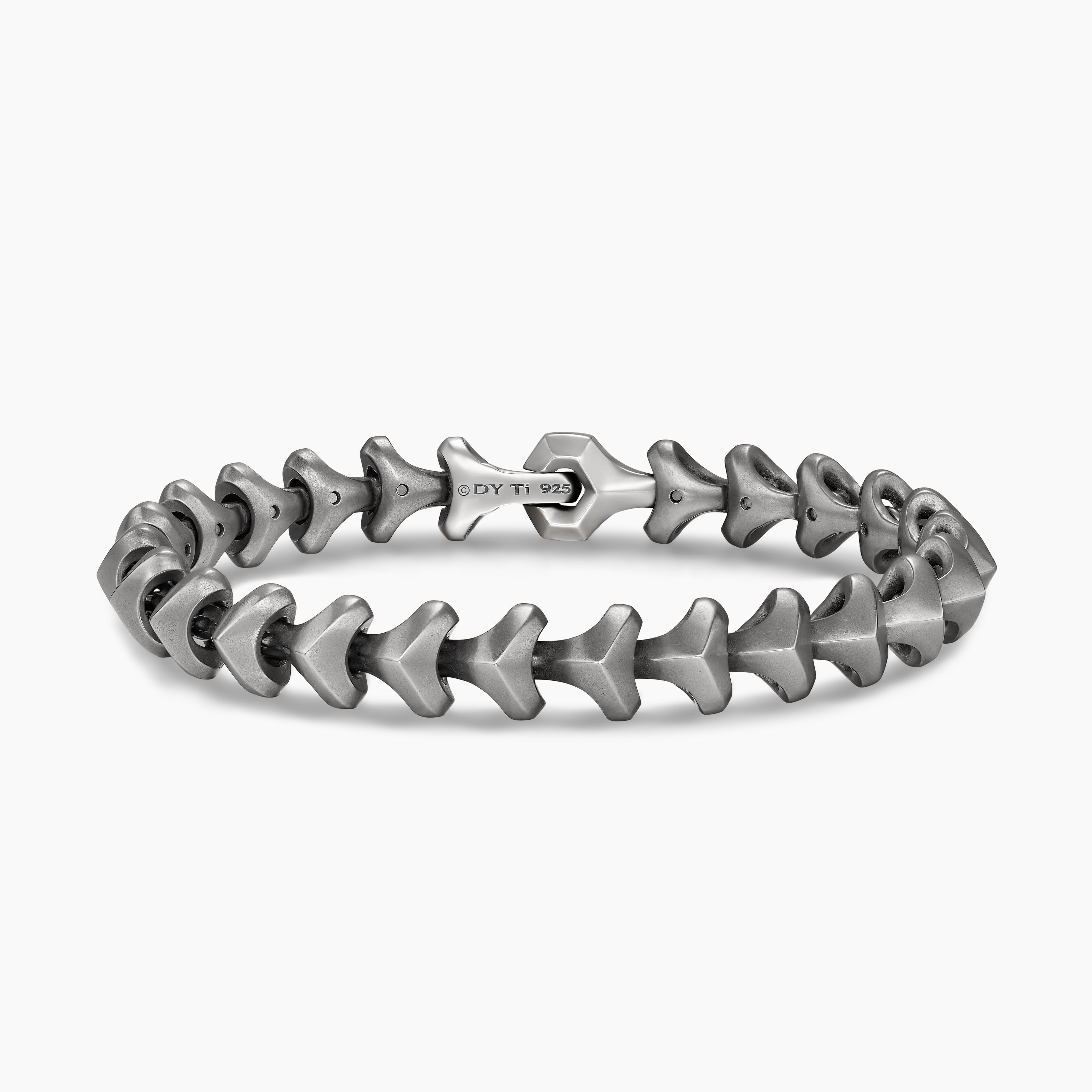 Mens Armoury Link Bracelet in Anthracite Titanium with Sterling Silver, 9.5mm