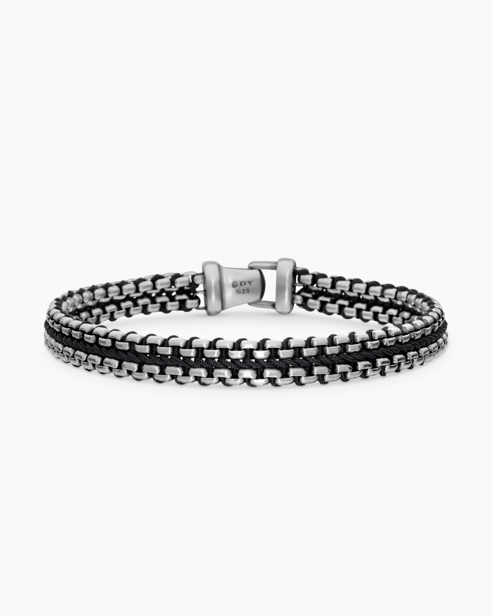 Mens Woven Box Chain Bracelet in Sterling Silver, 10mm