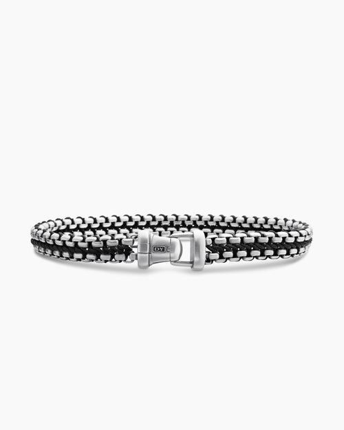 Mens Woven Box Chain Bracelet in Sterling Silver, 10mm